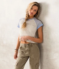 Pointelle Raglan Sweater