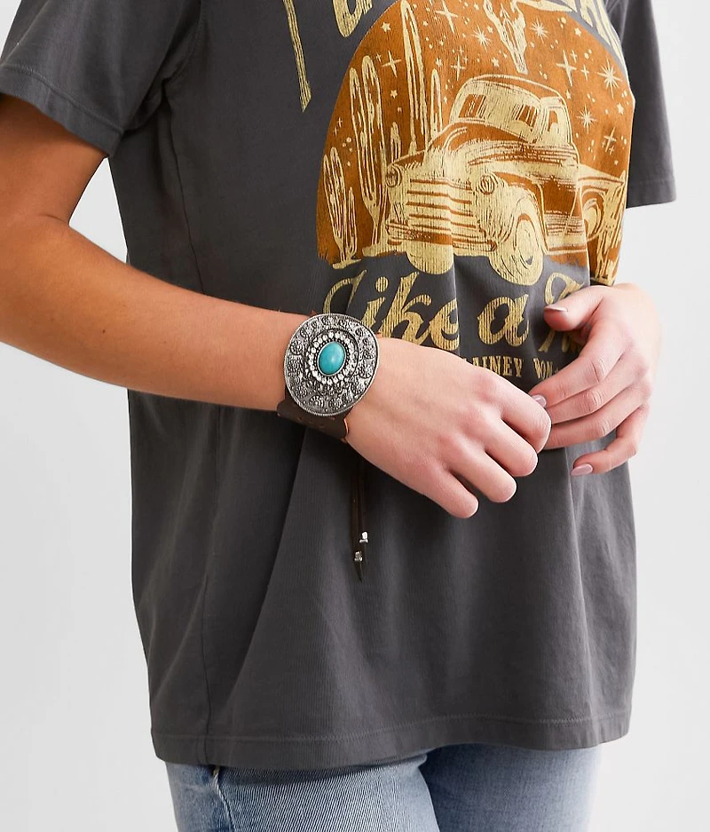 Turquoise Stone Leather Bracelet