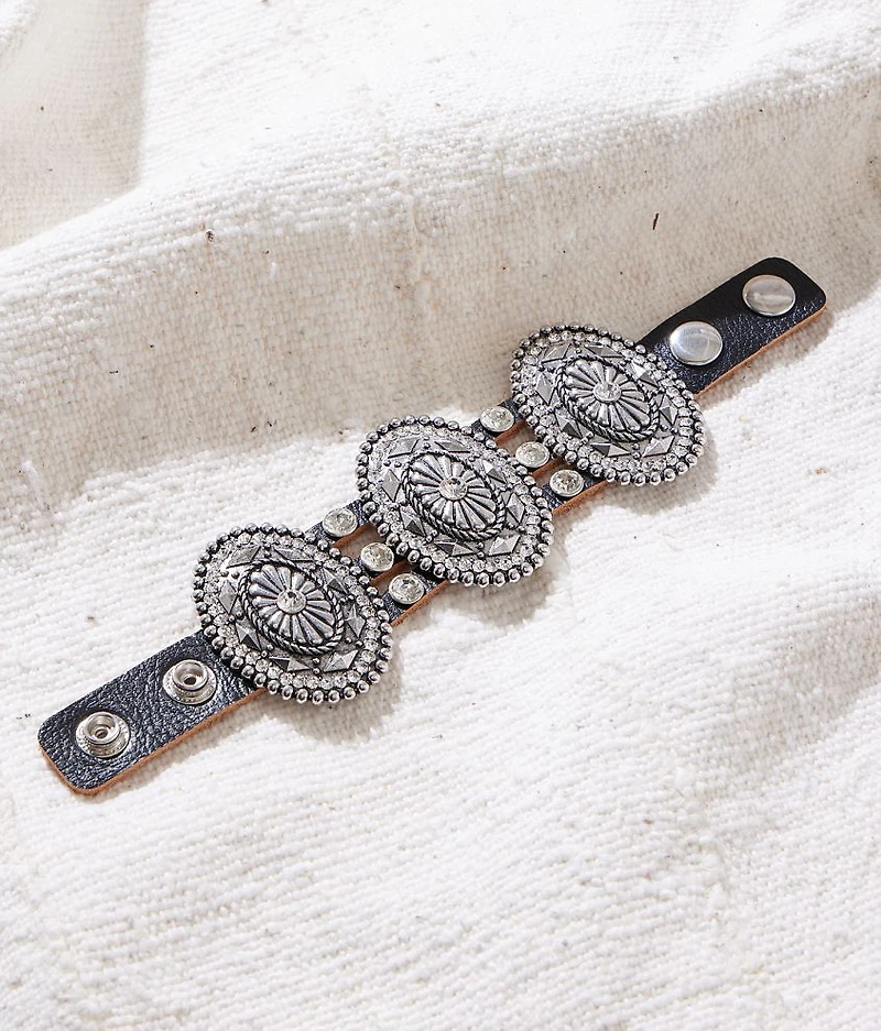 Western Glitz Leather Bracelet