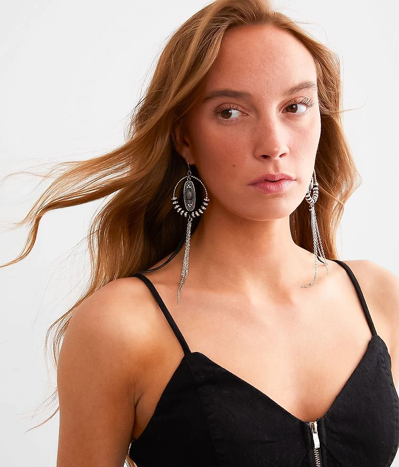Western Stone Fringe Drop Earring