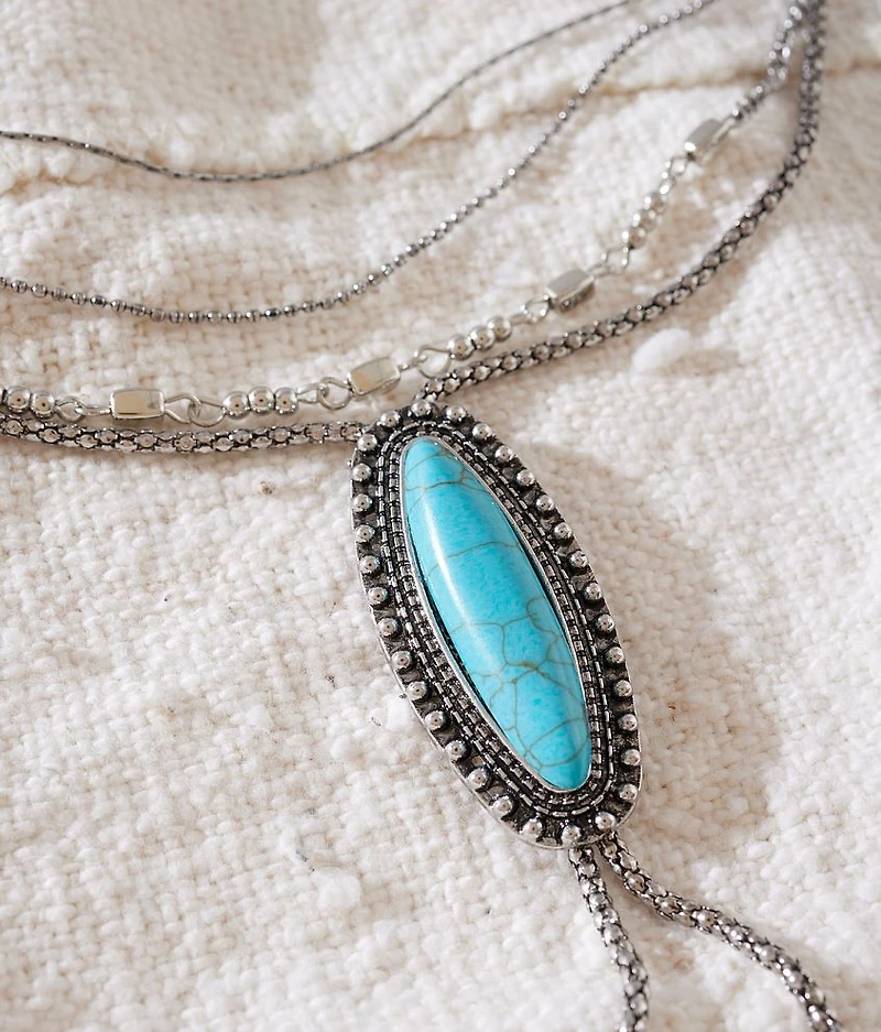 Turquoise Stone Tiered Necklace