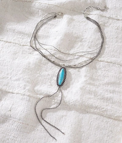 Turquoise Stone Tiered Necklace