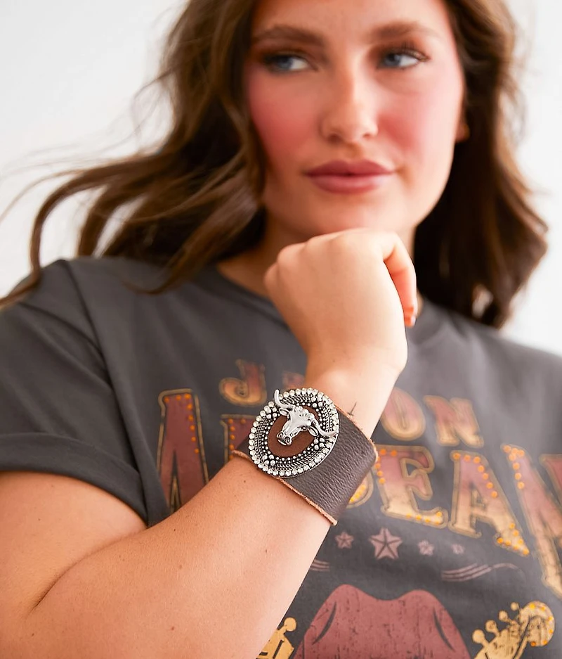Steer Head Leather Bracelet