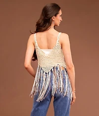 Crochet Fringe Sweater Tank Top