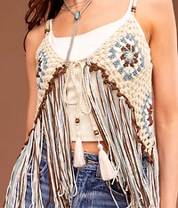 Crochet Fringe Sweater Tank Top
