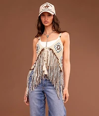 Crochet Fringe Sweater Tank Top