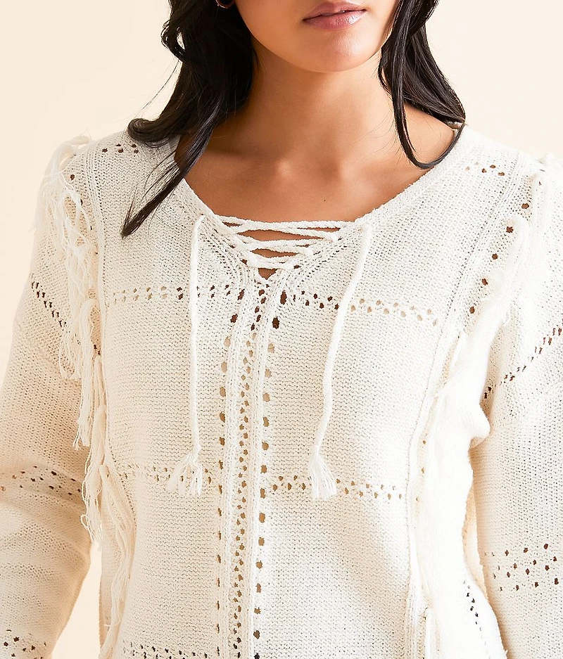 Fringe Pointelle Sweater