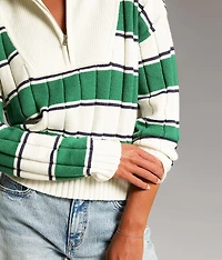 Striped Quarter Zip Sweater