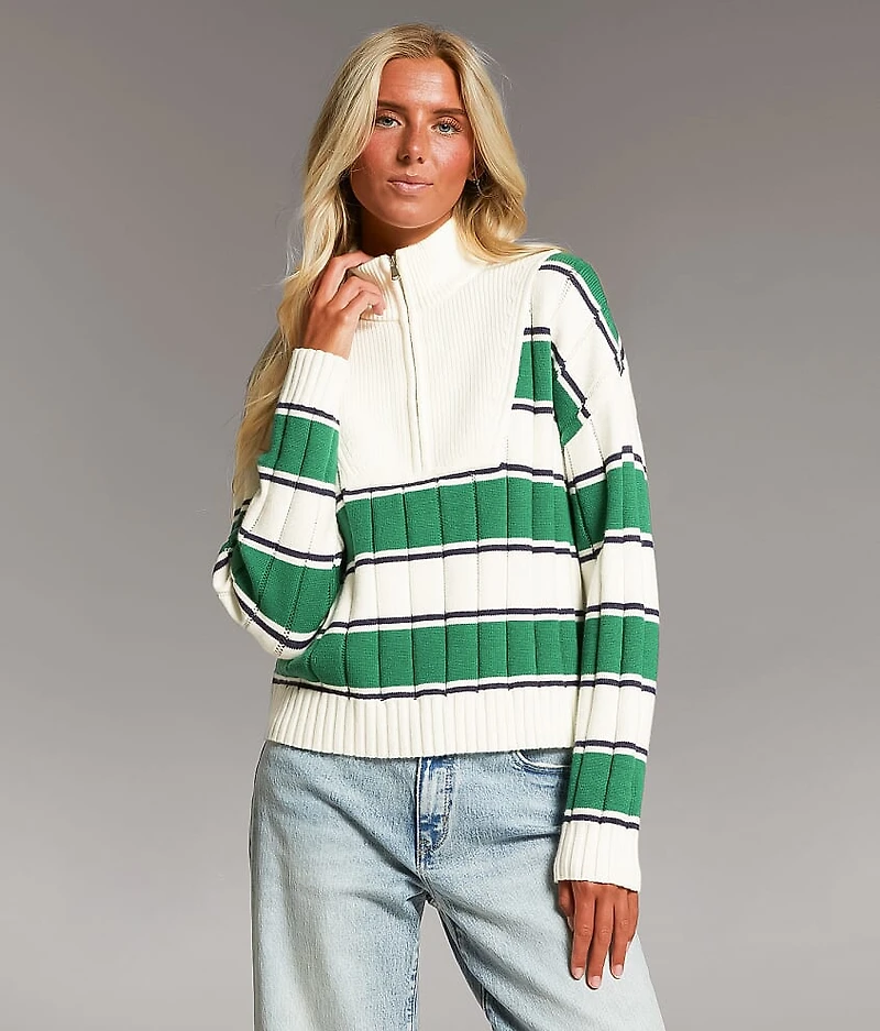 Striped Quarter Zip Sweater