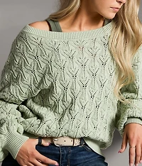 Pointelle Boatneck Sweater