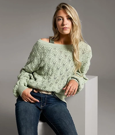 Pointelle Boatneck Sweater