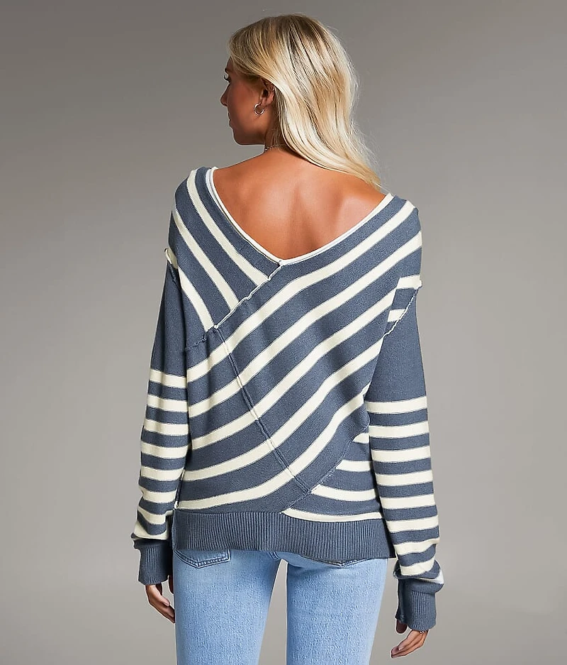 Prep Edit - Striped Crossover Sweater