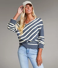 Prep Edit - Striped Crossover Sweater
