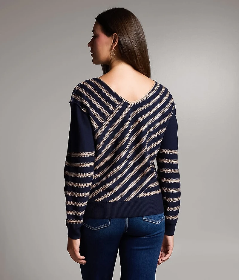 Crossover Striped Sweater