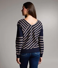Crossover Striped Sweater