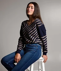 Crossover Striped Sweater