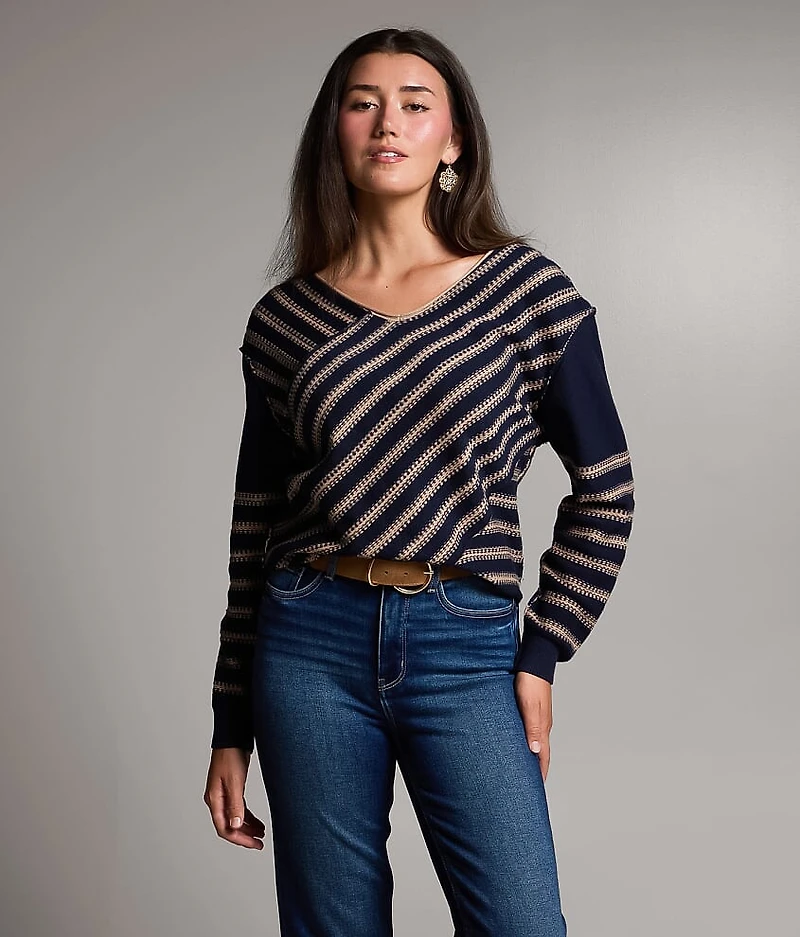 Crossover Striped Sweater