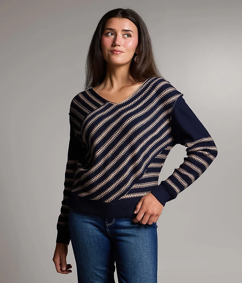 Crossover Striped Sweater