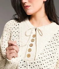 Pointelle Henley Sweater