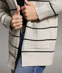 Cable Striped Cardigan Sweater