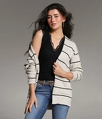 Cable Striped Cardigan Sweater