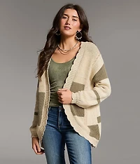 Striped Cocoon Cardigan Sweater