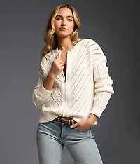 Refined Edit - Mixed Stitch Cardigan Sweater