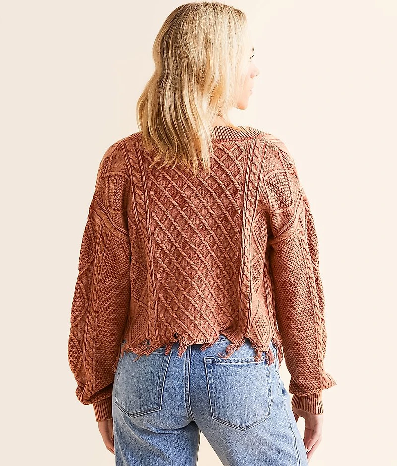 Destructed Cable Knit Sweater