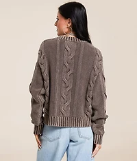 Washed Cable Knit Sweater