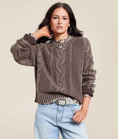 Washed Cable Knit Sweater