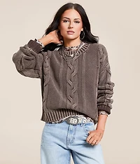 Washed Cable Knit Sweater
