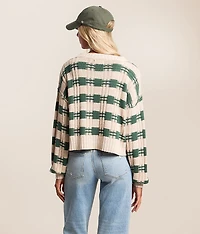 Plaid Cropped Cardigan Sweater