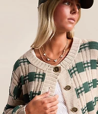 Plaid Cropped Cardigan Sweater