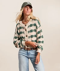 Plaid Cropped Cardigan Sweater