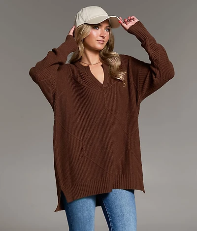 Prep Edit - Window Pane Ribbed Sweater