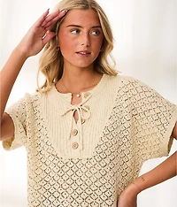 Resort Edit - Front Tie Henley Sweater