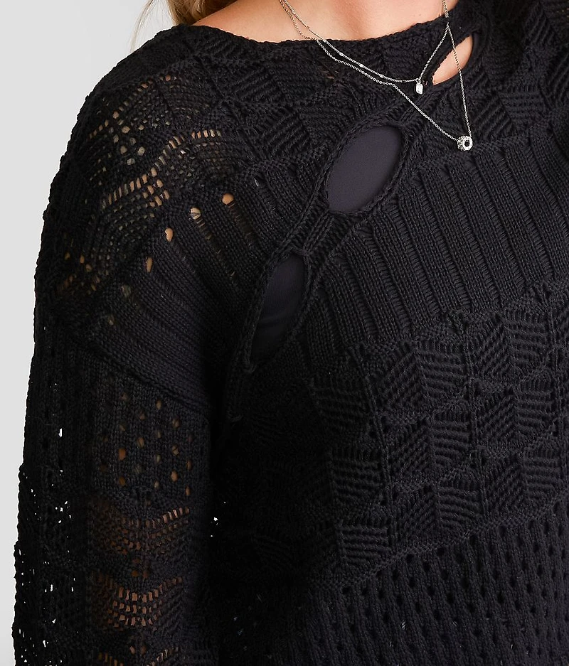 Mixed Stitch Cropped Sweater