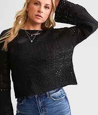 Mixed Stitch Cropped Sweater