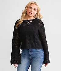 Mixed Stitch Cropped Sweater