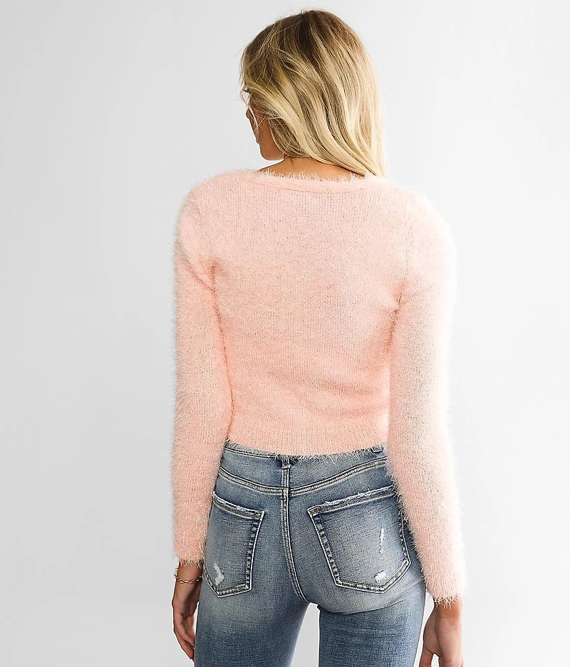 Eyelash Knit Cardigan Sweater