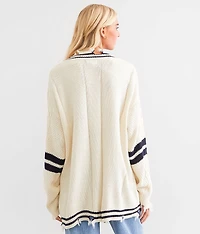 Destructed Varsity Oversized Cardigan Sweater