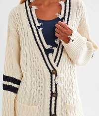 Destructed Varsity Oversized Cardigan Sweater