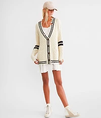 Destructed Varsity Oversized Cardigan Sweater