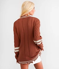 Destructed Varsity Oversized Cardigan Sweater