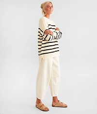 Striped Knit Oversized Sweater