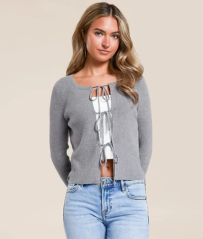 Front Tie Cardigan Sweater