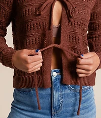 Front Tie Cardigan Sweater