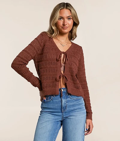 Front Tie Cardigan Sweater