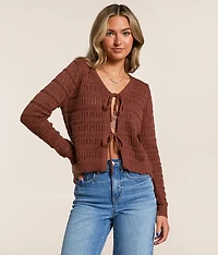 Front Tie Cardigan Sweater