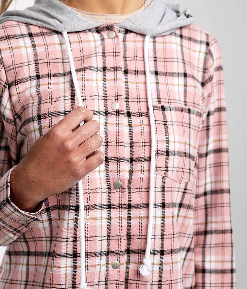 Hooded Flannel Plaid Shirt